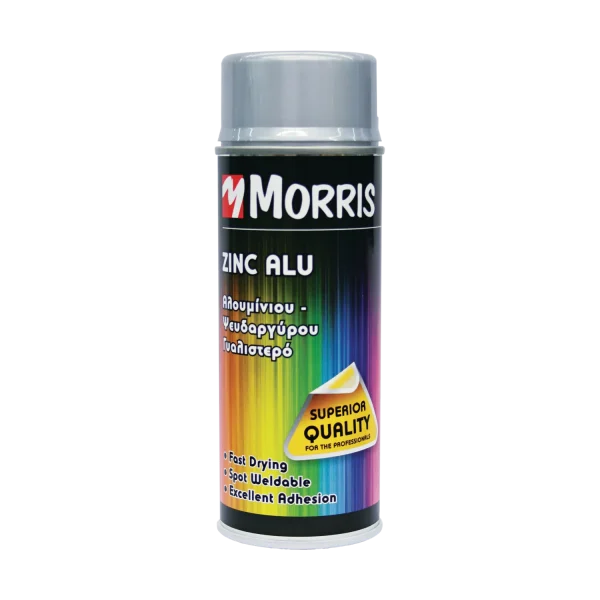 ΣΠΡΕΪ ΧΡΩΜΑΤΟΣ, ΑΣΗΜΙ ΨΕΥΔΑΡΓΥΡΟΥ, MORRIS 400ml -ZINC ALU ( ΨΥΧΡΟ ΓΑΛΒΑΝΙΣΜΑ)